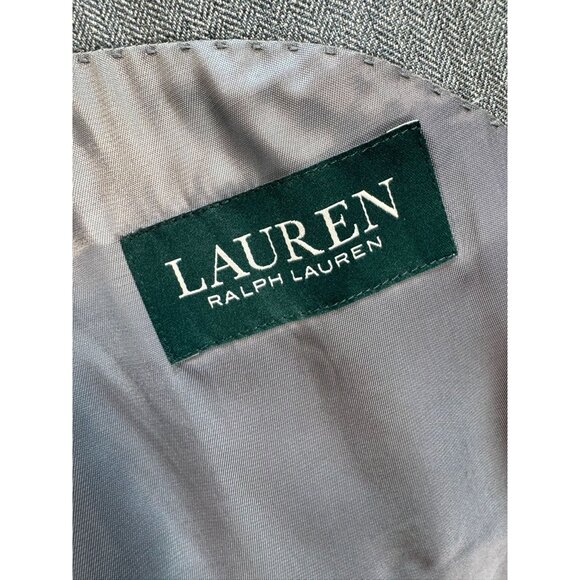 Lauren Ralph Lauren Mens Blazer Jacket 100% Wool Size 48L Gray Herringbone Patte - Picture 3 of 14